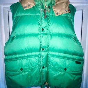 Ralph Lauren Teal Puffer Vest with Beige Details